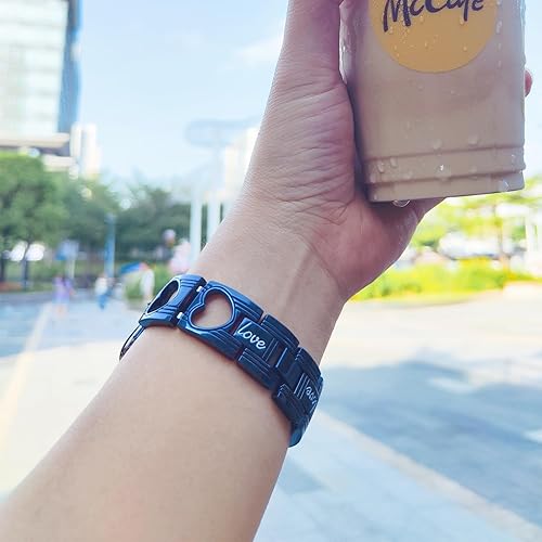 Miniatura 5 de HGM - Correa de reloj compatible con Samsung Galaxy Watch (1.654 pulgadas), 0.787 pulgadas de ancho, acero inoxidable sólido con diamantes de