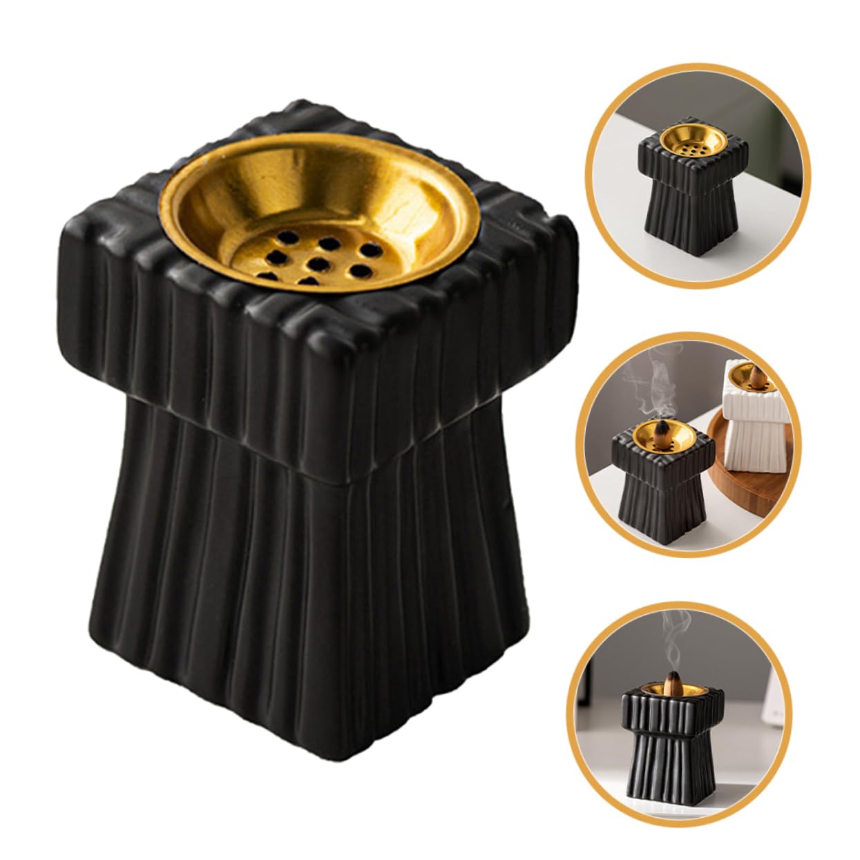 Ciieeo 4piezas Soporte De Inciensario Cerámico Negro para Conos y Adorno Decorativo De Árabe para y Yoga