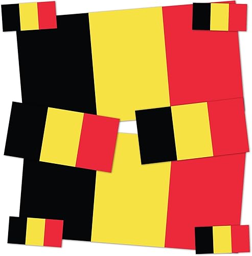 Desert Cactus Pegatina de bandera de Bélgica, paquete de 8 unidades en total con logotipo para niños, álbum de recortes, vinilo para ventana,