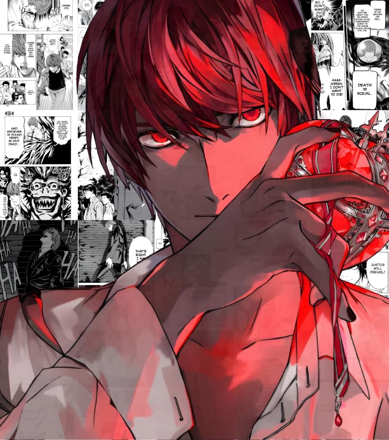 Image of Moment Prints Light Manga Collage Poster Set - Set of 20, 210 mm x 297 mm, 300 GSM Paper, Light Yagami Posters, Yagami Poster (Manga 1) - Glue Dots Included, Cardstock