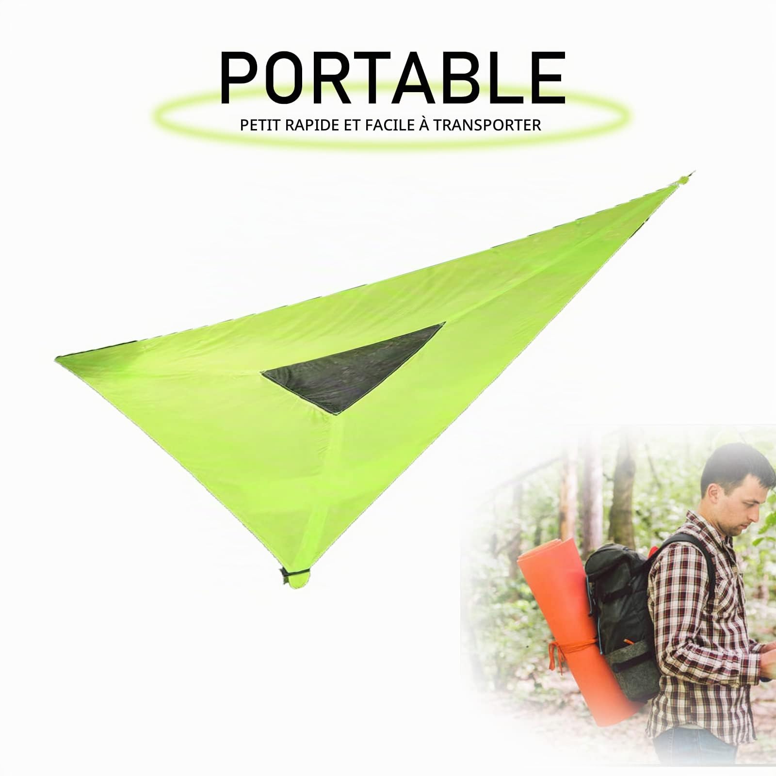 Découvrez L'Aventure Ultime avec Notre hamac de Camping aérien révolutionnaire (380cm) pour Plusieurs Personnes : Matelas Triangulaire, Suspension 3 Points pour cabanes-Black||280CM