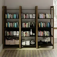 Conjunto 3 Estantes para Livros 15 Prateleiras Biblioteca Az Premium Espresso Móveis