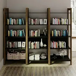 Conjunto 3 Estantes para Livros 15 Prateleiras Biblioteca Az Premium Espresso Móveis