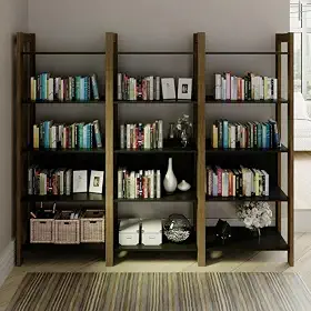 Conjunto 3 Estantes para Livros 15 Prateleiras Biblioteca Az Premium Espresso Móveis