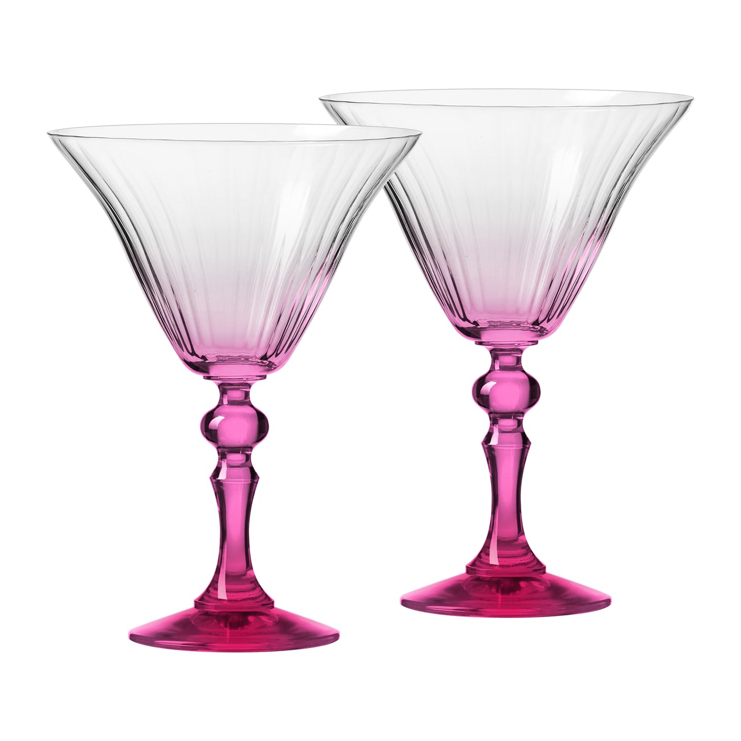 Krosno Martini Glasses Set of 2, 170 ml, Pink Stem, Bubble Collection