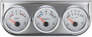 Henniu 52MM Pressão do óleo Fahrenheit Medidor de temperatura da água Voltímetro Cromado 3 em 1 Kit de medidor Medidor de motocicleta para carro