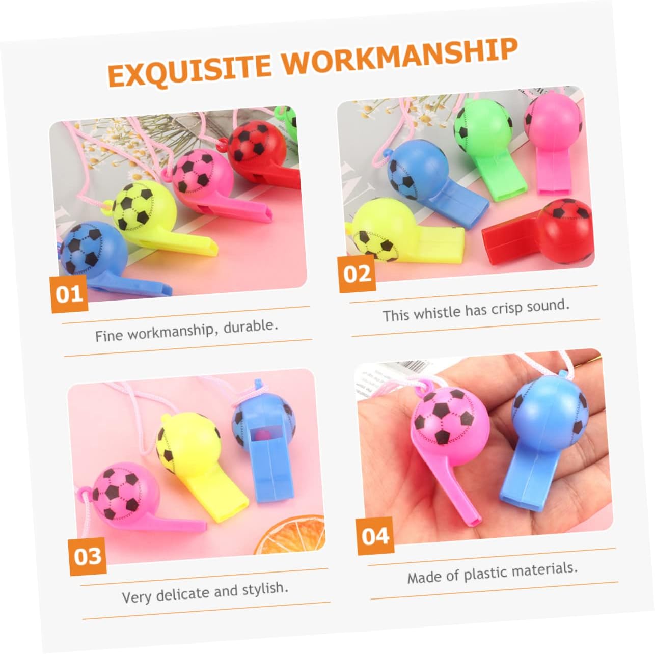 200pcs Colorful Referee Whistles Lanyard for Boys and Girls Portable Outdoor Sports Whistle for Games and Events Plastic for Cheerleading and Racing Random Color