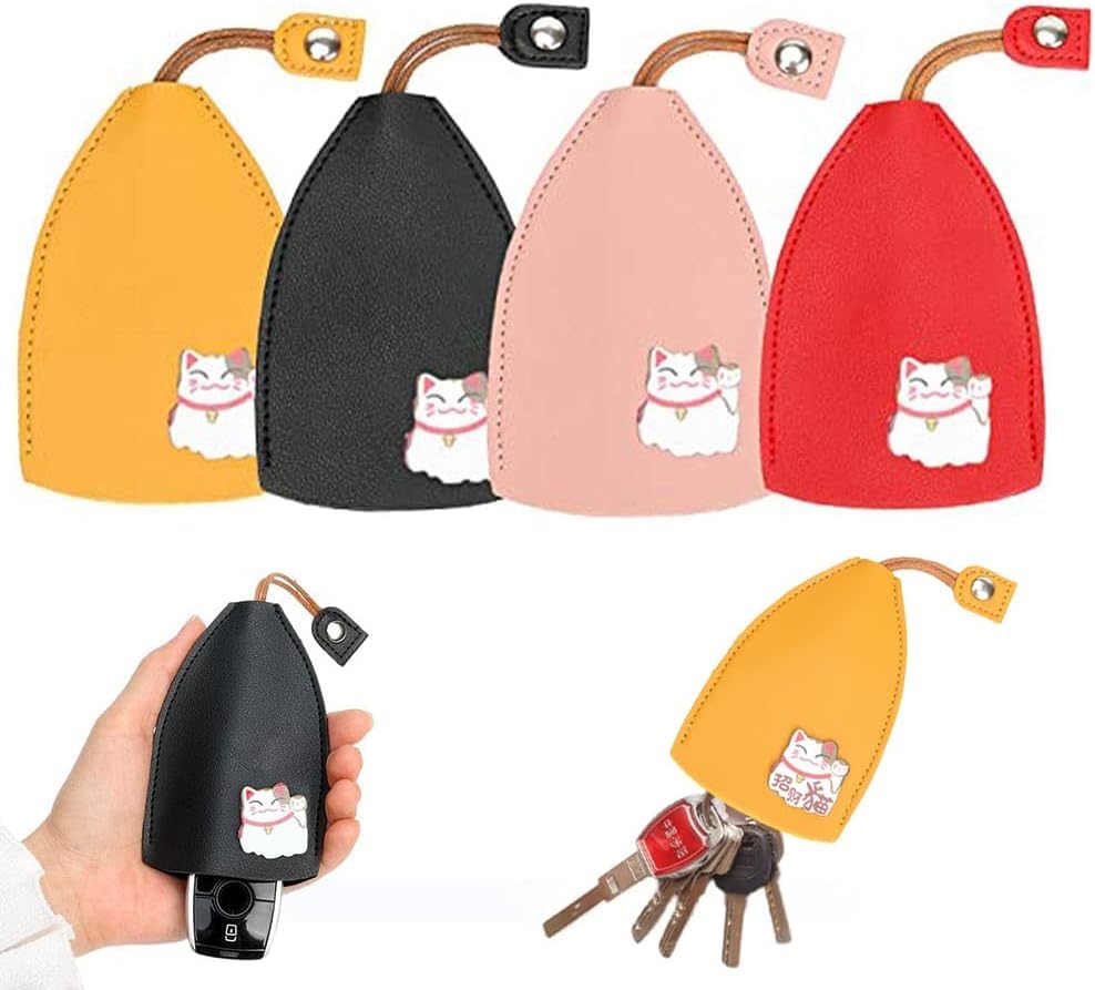 Leather Creative Pull Out Cute Large Capacity Car Key Case, Case Key Holder, Cartoon Pull Type Key Bag super large capacity Bunny Creative Car Key Case Divine Power Key Storage Holder Bag-image-39