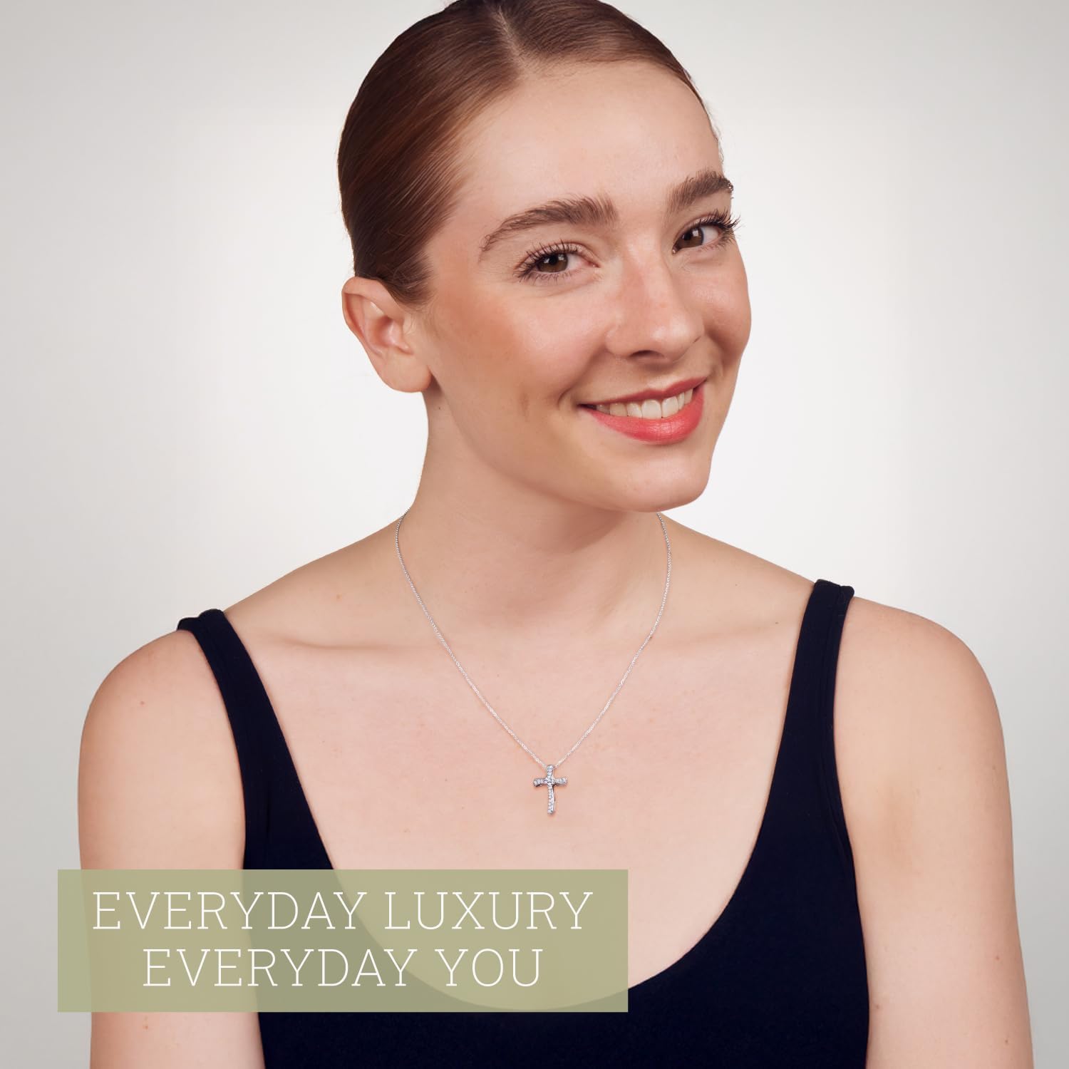 GILDED 1/10 ct. T.W. Lab Grown Diamond (SI1 Clarity, F Color) and Sterling Silver Cross Pendant with an 18 Inch Spring Ring Clasp Cable Chain - Image 6