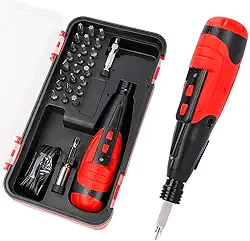 Mini Parafusadeira Elétrica 28 em 1 Recarregável USB, Com Haste e 24 Bits de Precisão Com 28 Peças para Montagem e Reparos