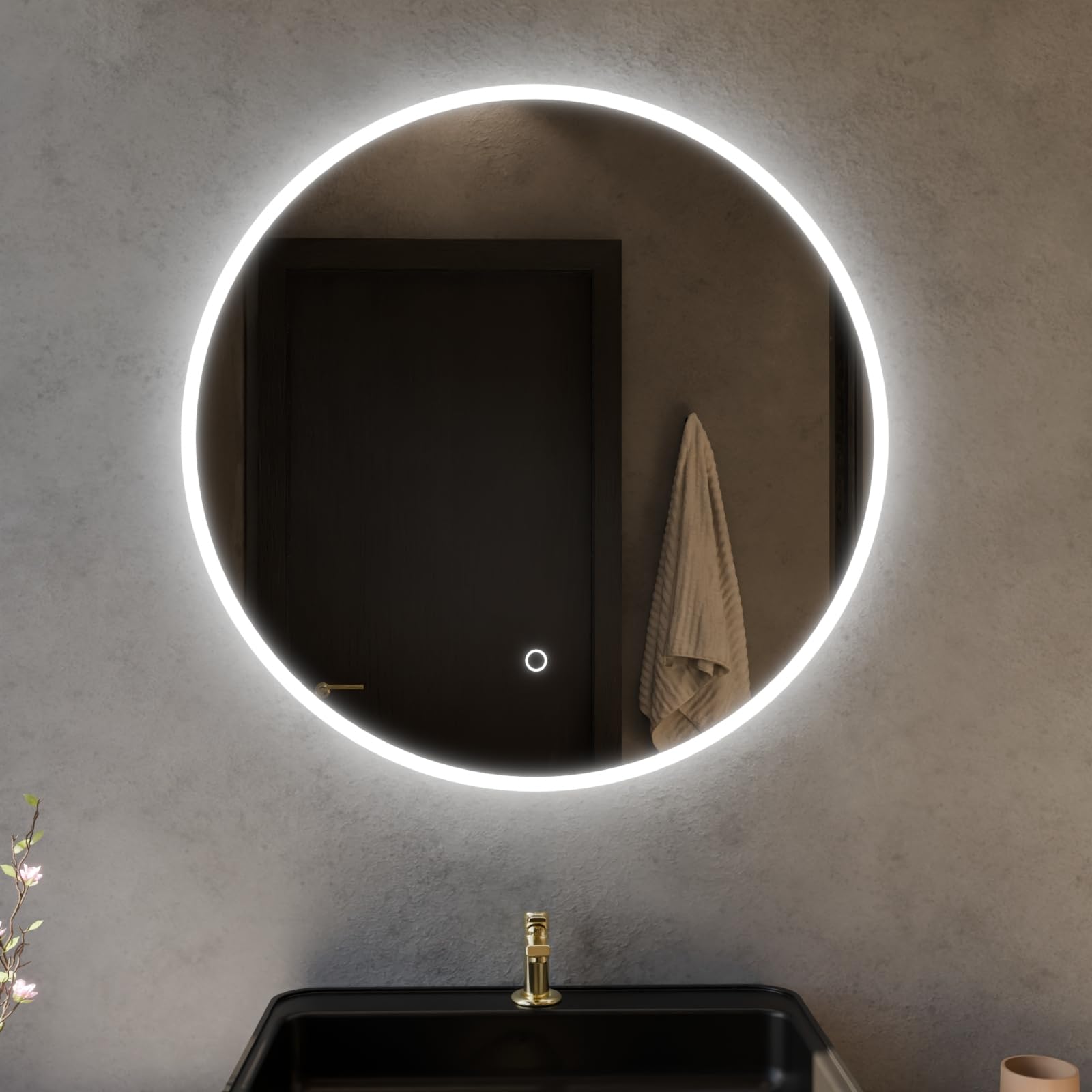 Harper & Harlow Light Aquila Illuminated Led Bathroom Vanity Mirror, 600X600mm, Ip44, Adjustable Colour, Memory Function, Touch Control, Dimmable, Anti-Fog Demister, Landscape Or Portrait Mounting