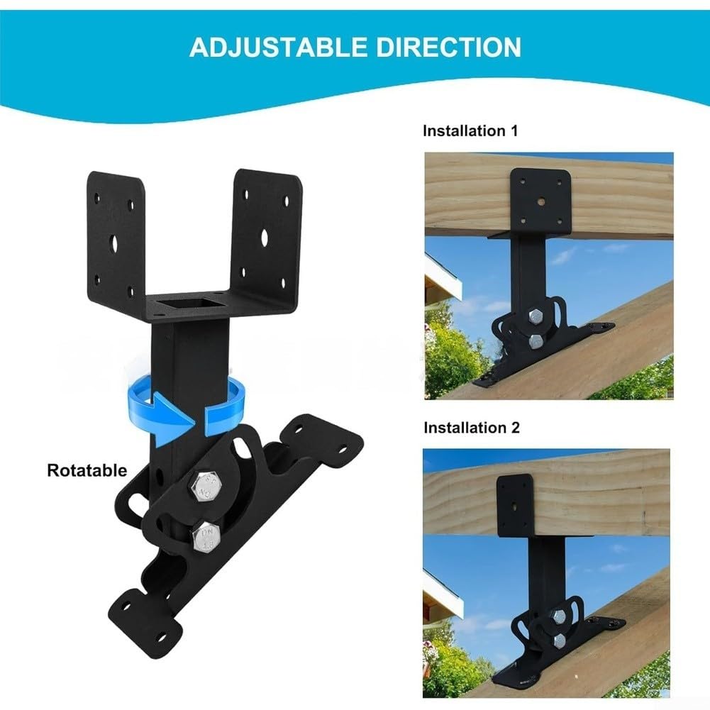 Supporto da tetto regolabile in ferro 12 cm nero (4 pezzi) | Angolo di 180 gradi, design girevole, regolazione flessibile, diverse strutture del tetto, base stabile