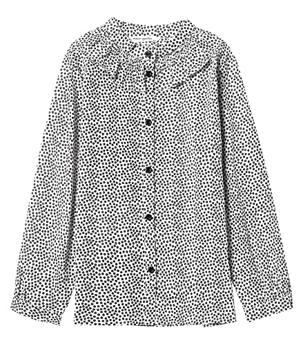 Image of maoo garden Girls Long Sleeve Blouse Ruffle Cotton Button Down Uniform Dress Shirts