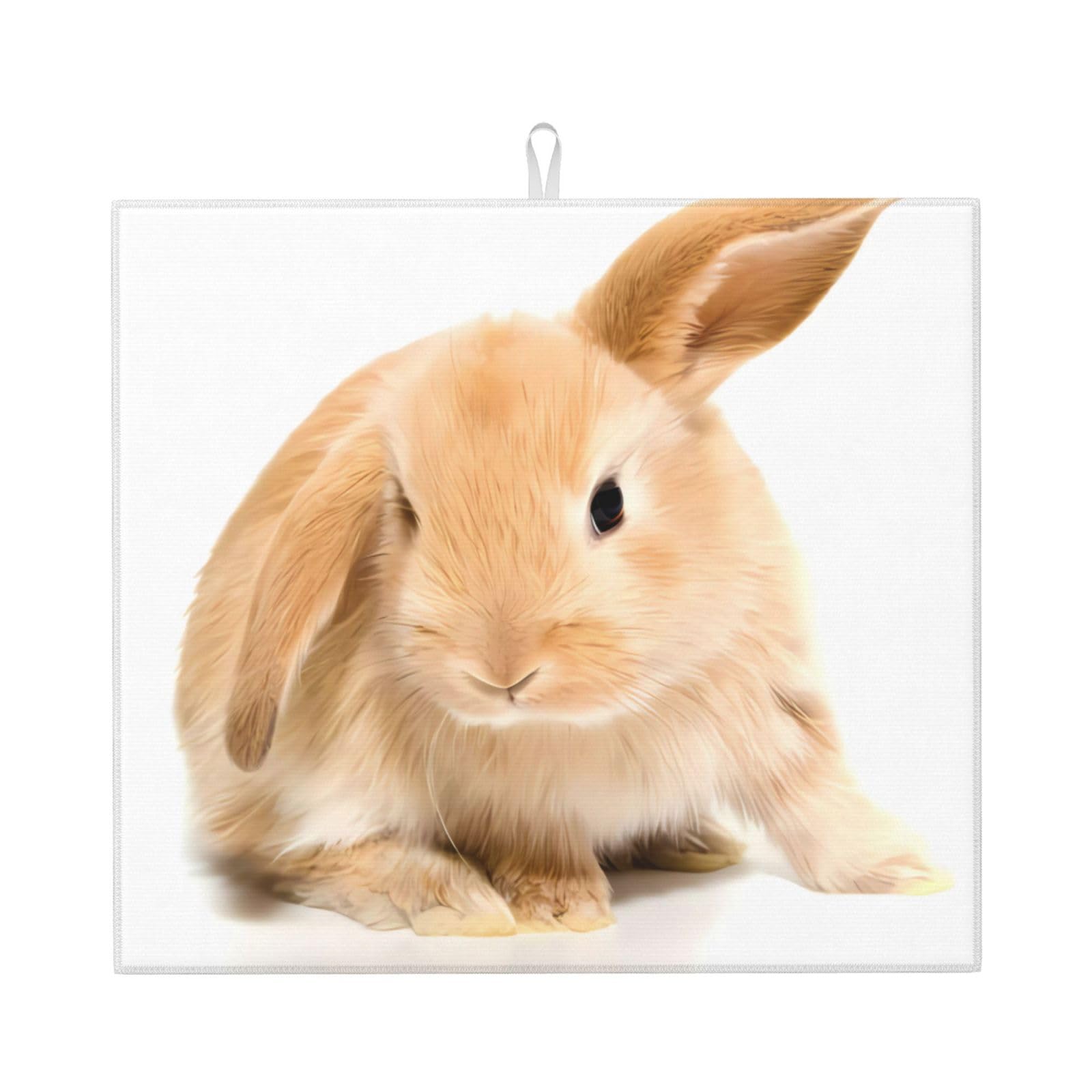 WHJSHOP Rabbit Prints Kitchen Drying Mat - Absorbent Dish Drying Throw with Vibrant Prints, Quick-Dry Countertop Layer for Dishes & Glassware - Non-Slip