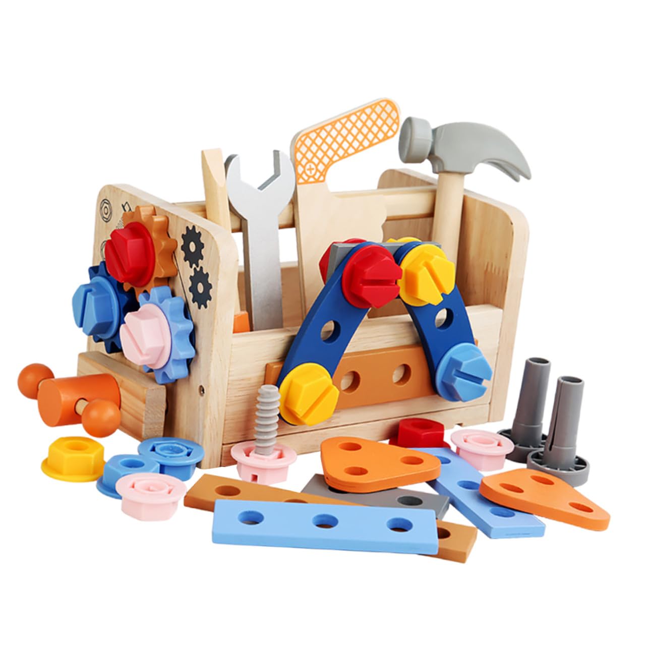 Herramientas Infantiles de Madera para Bricolaje Educativo Juego de Construcción para Kit Seguro de Herramientas de Madera para Desarrollar Coordinación y Pensamiento Lógico
