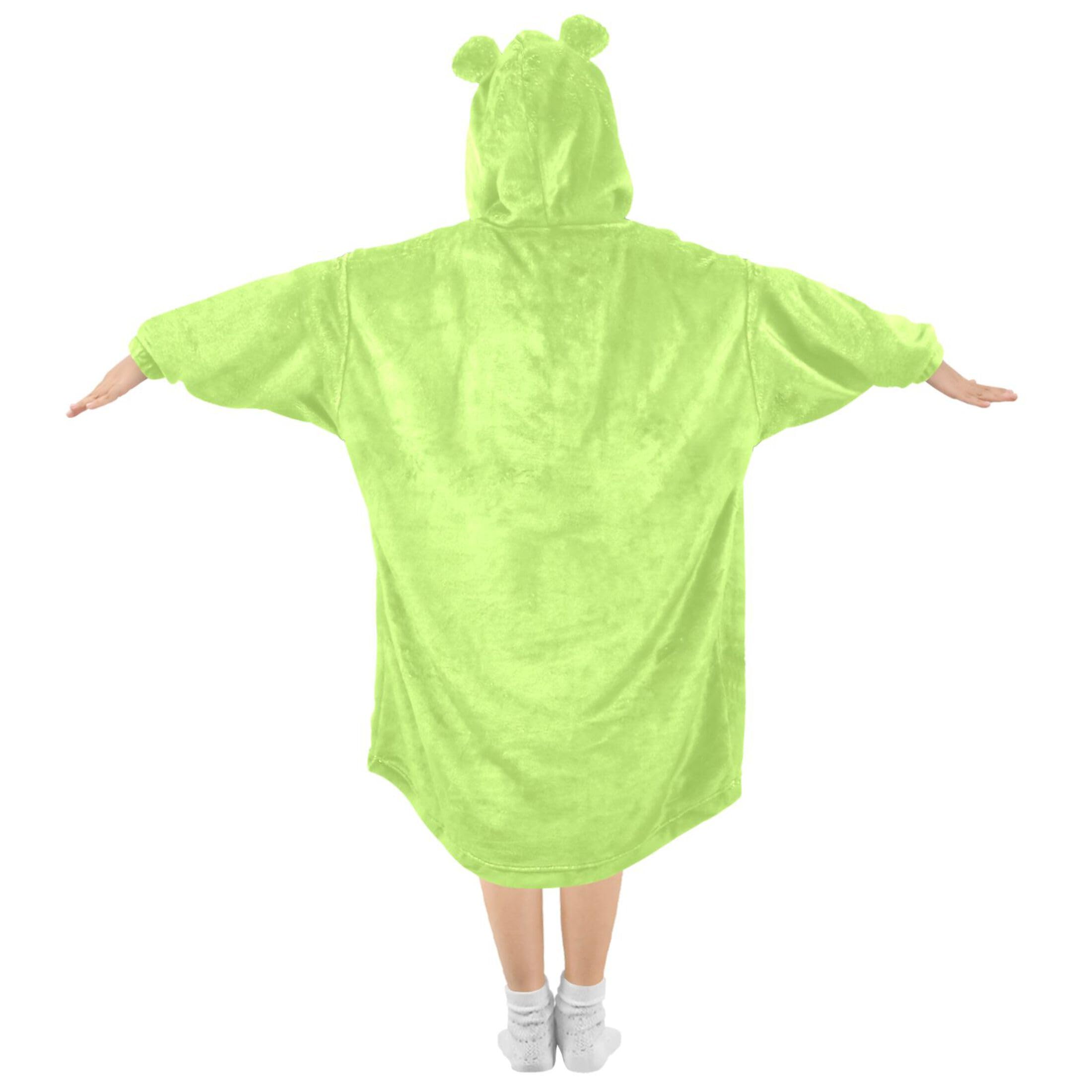 S Husky Dark Olive Green Kids Wearable Blanket Hoodie with Pocket and Sleeves for Toddlers, Cute Hoodies Girls Boys