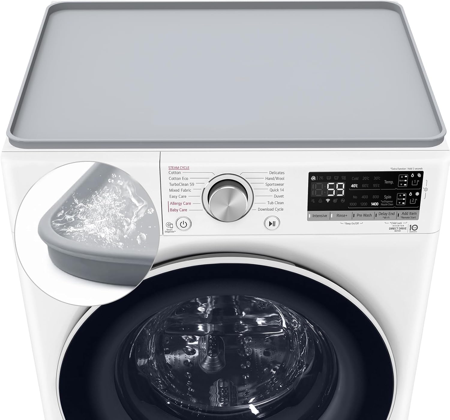60x60 Housse de machine à laver, tapis antidérapant en silicone pour machine à laver et sèche-linge, coussin de machine à laver pour buanderie, plan de travail de cuisine（Gris）