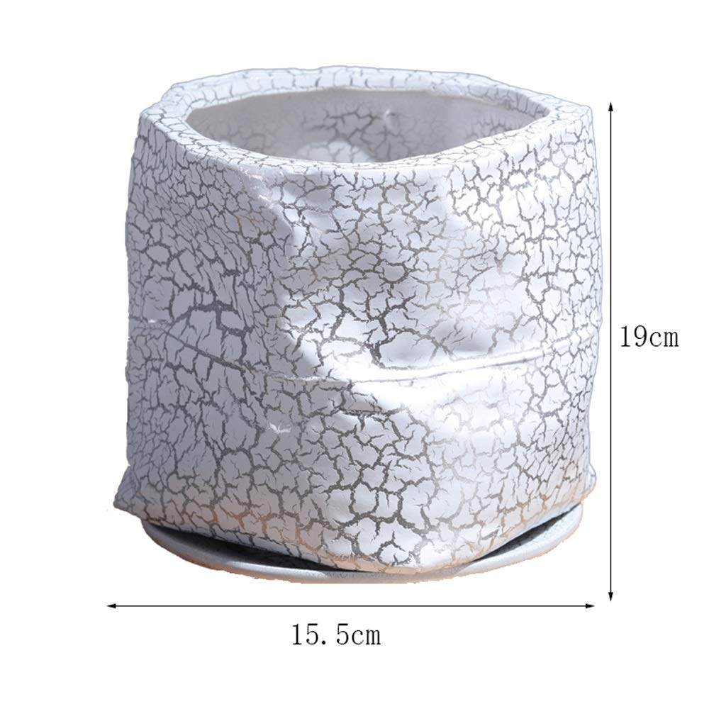 Styl prosta duża ceramiczna doniczka do sadzenia wewnątrz kaktus doniczka srebrna pęknięcie ziarna sukulent doniczka na zewnątrz kwiat ogród ceramika doniczki - 19 * 15,5 cm