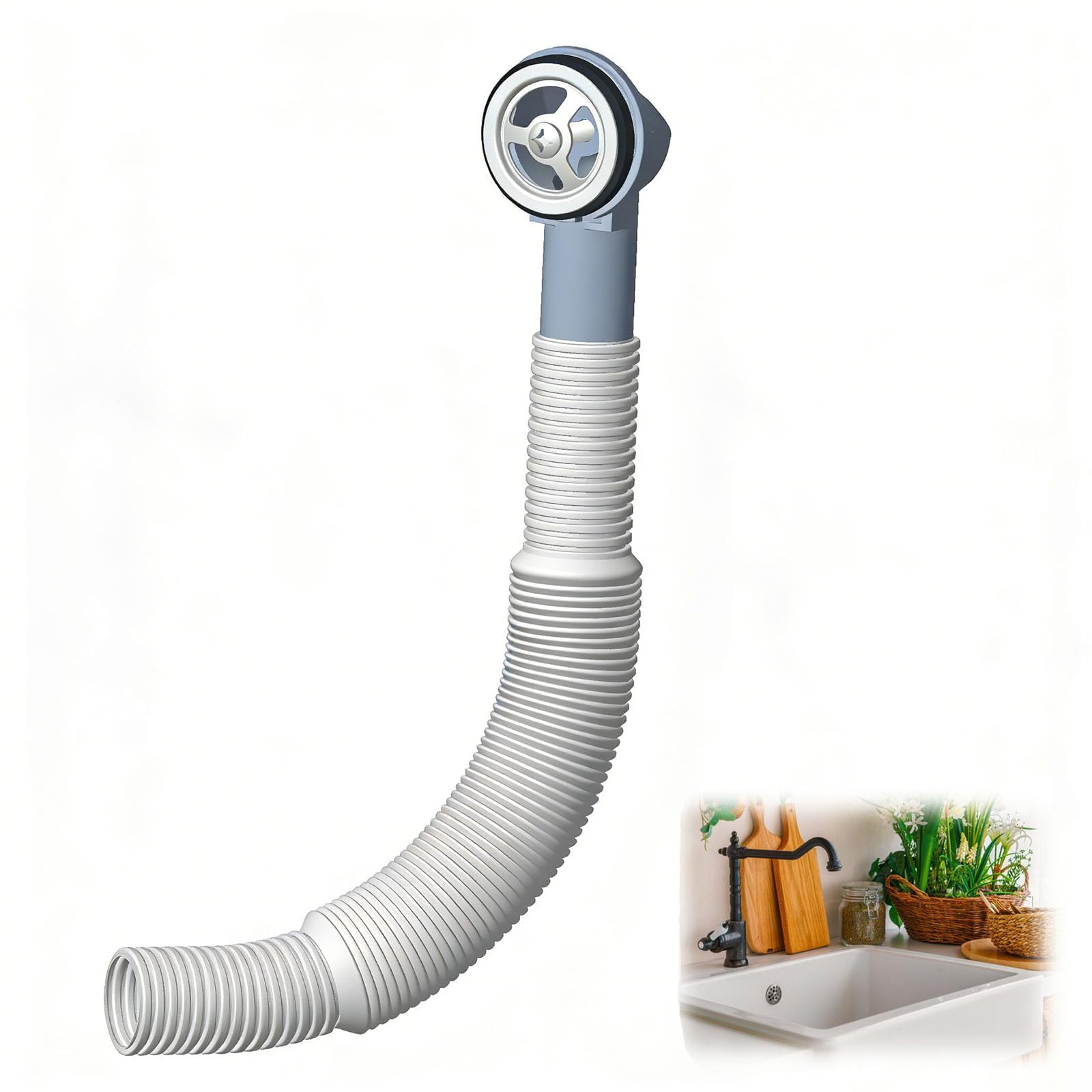 Lsfovten Black Round Overflow Pipes, Adjustable 200-600Mm Sink Overflow Tube With Circular Interface, Durable Bath Waste And Overflow For Kitchen Bathroom, Kitchen Sink Waste Kit