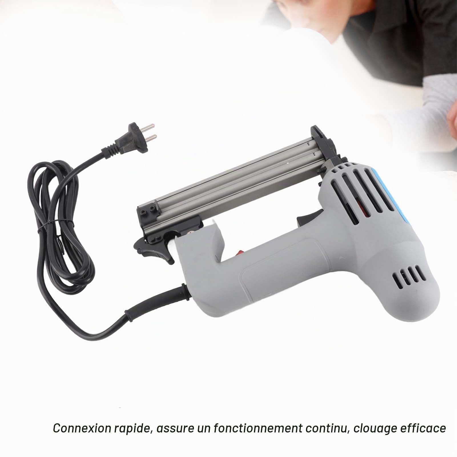 Agrafeuse ,cloueuse électrique de petite taille de conception professionnelle pour la fabrication de meubles en bois pour la construction d'expositions ,etc .pour le clouage de matériaux