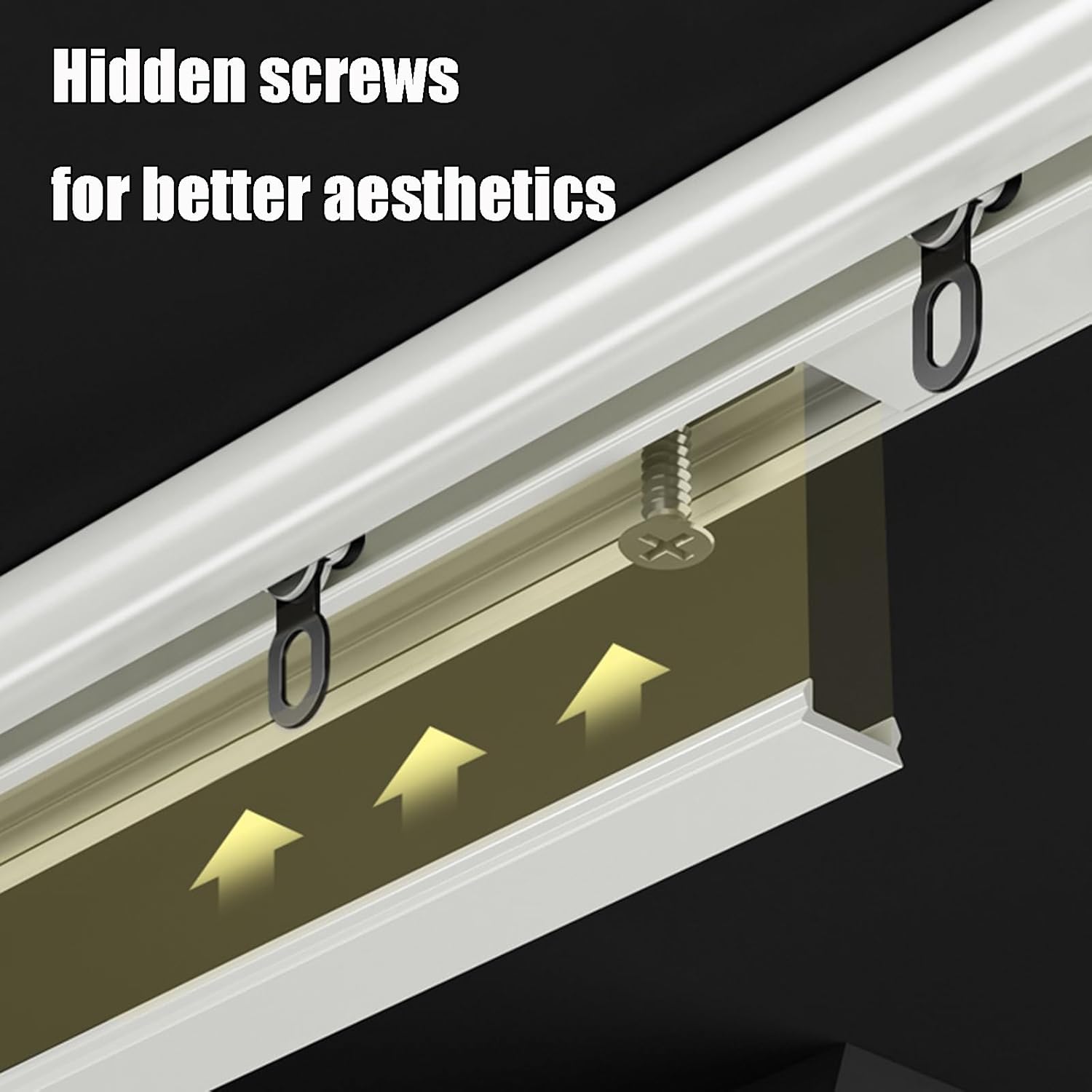 Curtain Track Aluminium Alloy Mute Pulley High-Gloss Electrophoresis Process Ultra-Thin Invisible Inner Casement Window Rails Ceiling Mounting Holes(Brown,3.3ft)