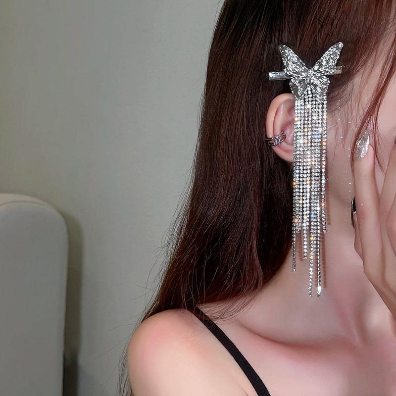 Miniatura 3 de 1 horquilla de mariposa brillante pinzas de pelo trenzadas de piedra de cristal brillante para mujeres o niñas pinzas para el cabello con diamantes