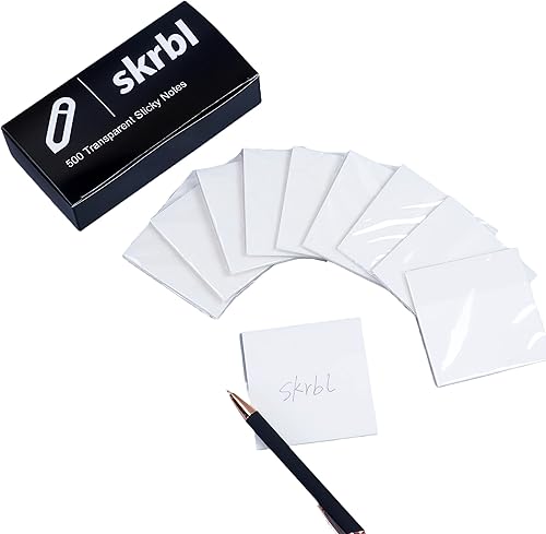 Miniatura 1 de Skrbl 500 notas adhesivas transparentes (3 x 3 pulgadas), impermeables, autoadhesivas, translúcidas, adecuadas para leer, estudiar, escuela,