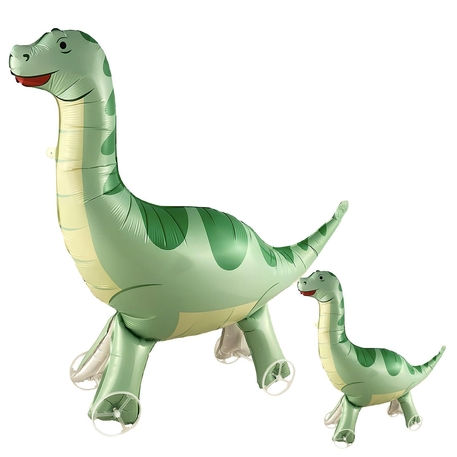 2 Stück XXL Kinder Dino Ballon, 3D Tiere Luftballon Stehend, Walking Dinosaurier Ballon mit Rädern, für Dino Deko Kindergeburtstag, Mädchen Jungen Dinoparty Deko Geschenk