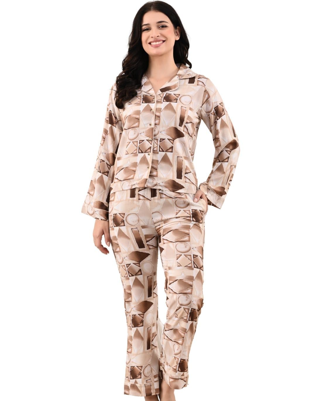 unifringe Women’s Rayon Printed Summer Night Dress for Women - Soft & Comfortable Sleepwear Set with Top & Bottom - Stylish Printed Pattern, Lightweight Loungewear | Night Suit Women-picture-7