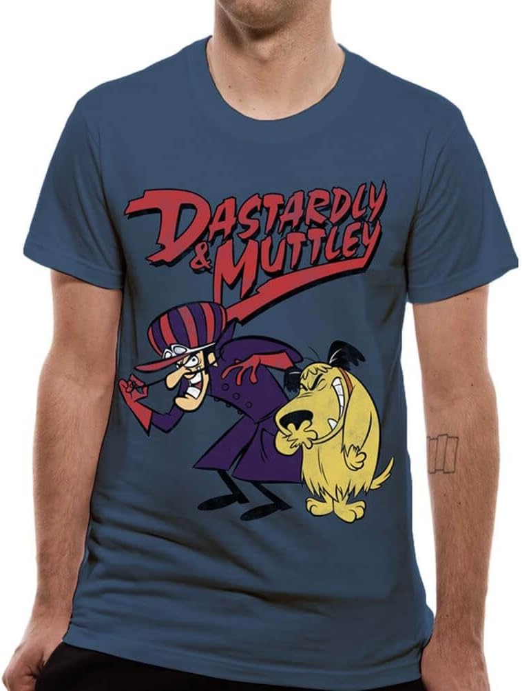 Wacky Races Official Men's Dastardly and Muttley Retro T-Shirt - 80's Cartoons