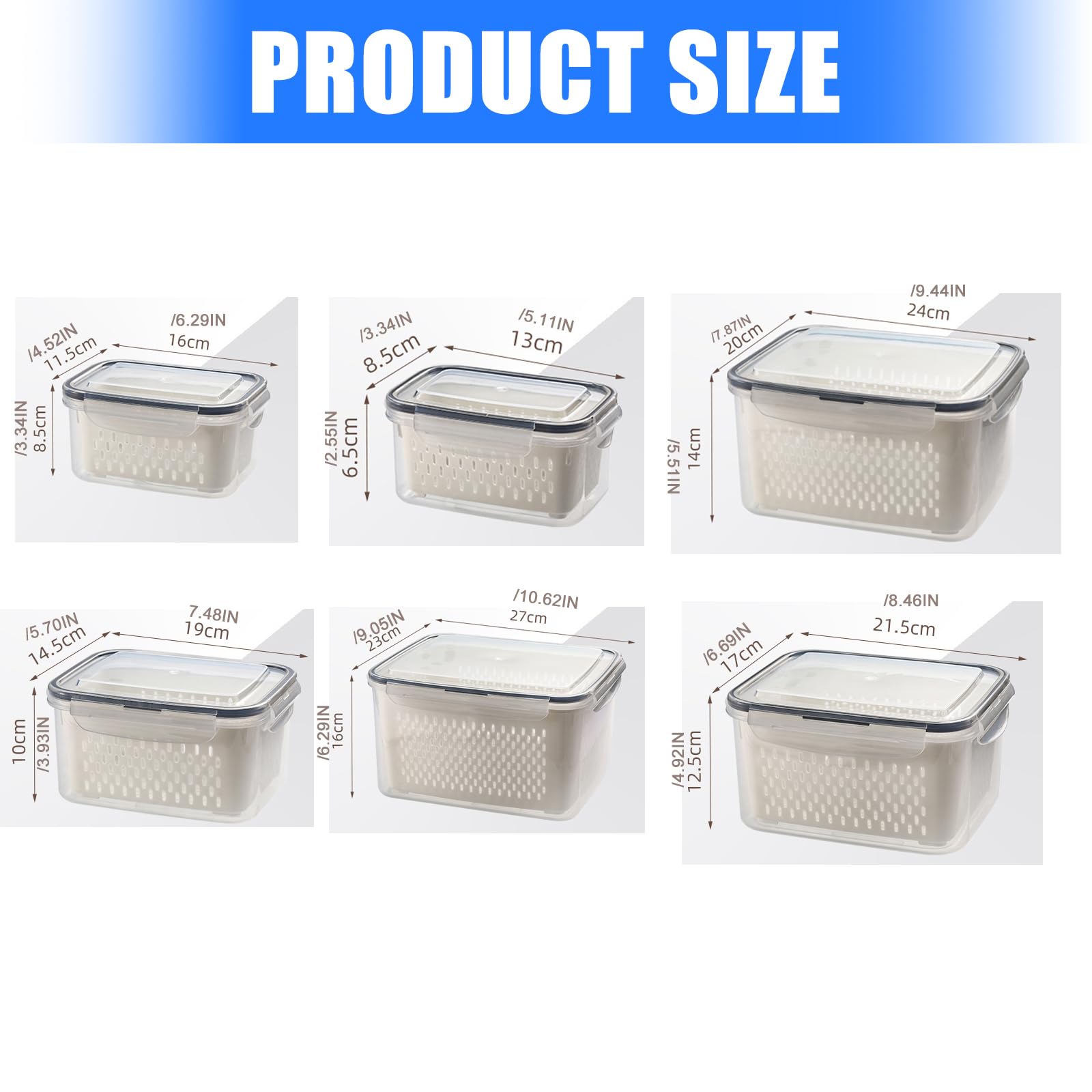 Kitchen Produce Keeper Bins Stapelbare PP Behälter, Bundle6