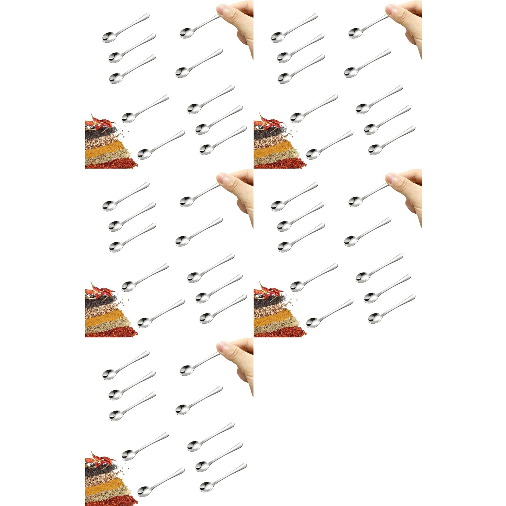 Hndhbfgrt 50 PCS Tiny Stainless Steel Spoons for Spices Jars, Mini Size 2.87inch, Cute Small Stainless Steel Condiment Spoons