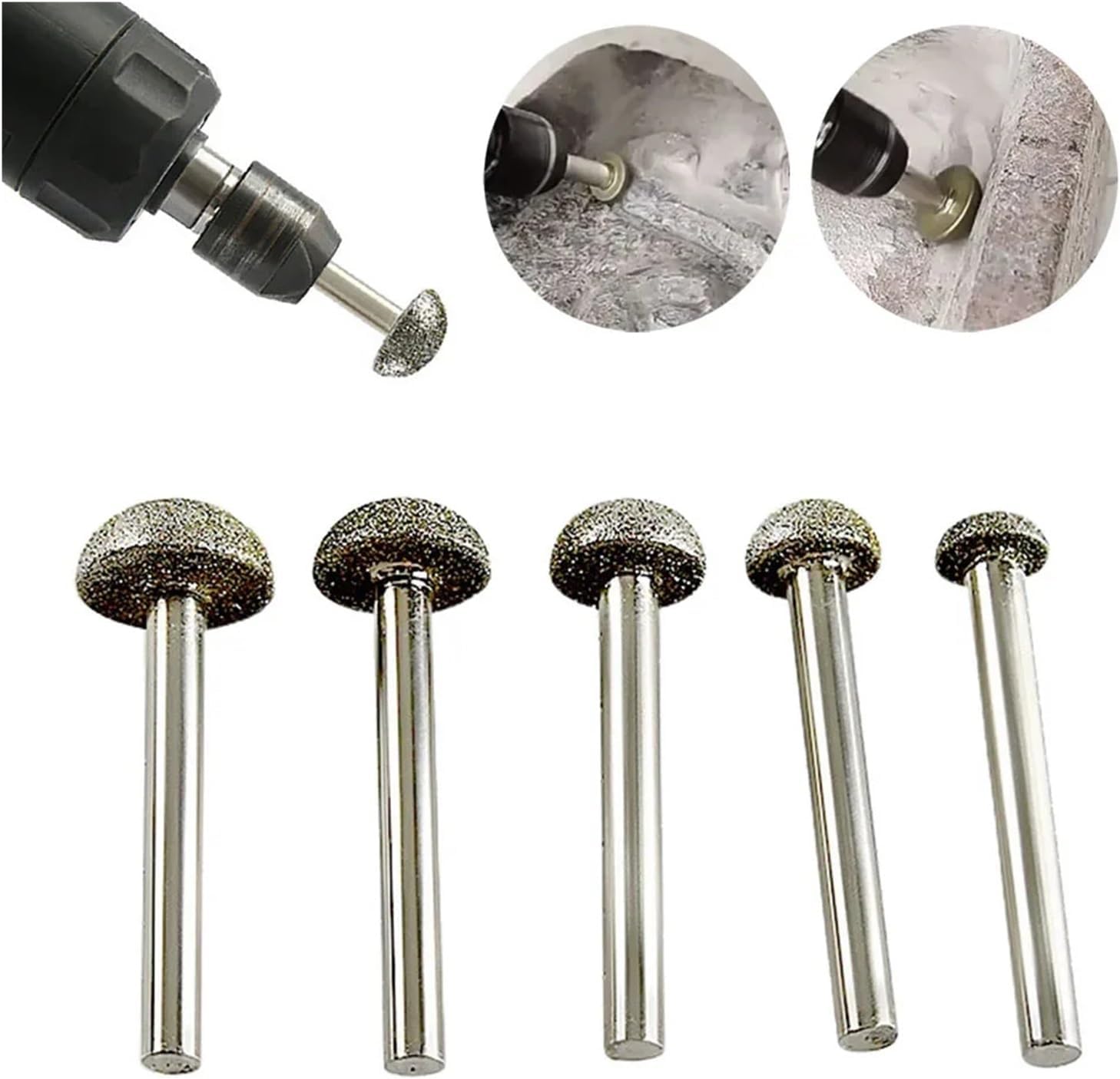 1pcs 12/14/16/18/20mm Diamond Burr Carving Grinding Bit 6mm Shank for Engraving Glass Jade Marble Rotary Tools Accessories