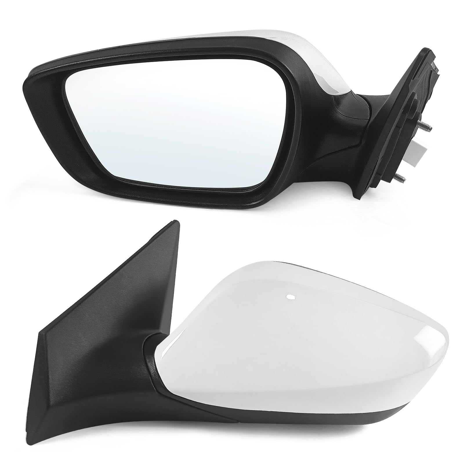 Left Driver Side Mirror Assembly Fits 2014 2015 2016 Hyundai Elantra with Power Glass Manual Folding without Blind Spot Glass Heated and Turn Signal Match to white (3Pins)