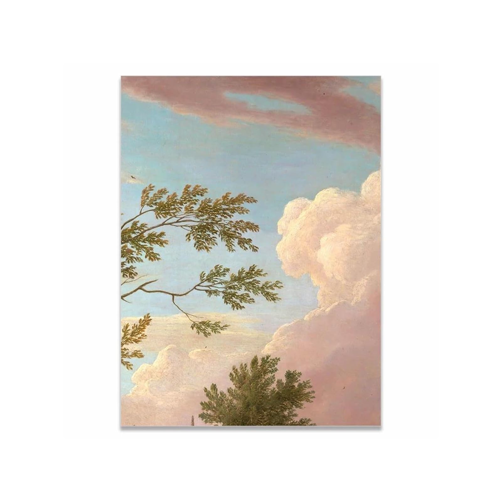 Tableau déco nature ciel et feuilles style vintage peinture imprimée sur toile 50x70