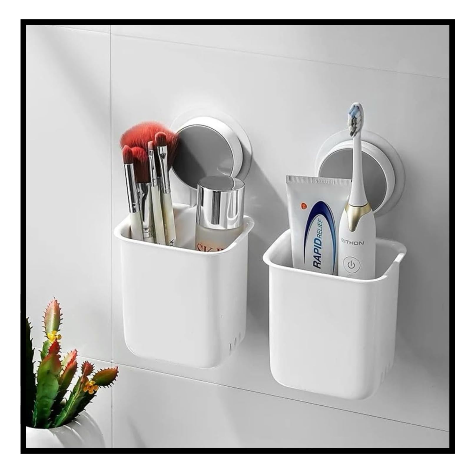 2 Pack Self Adhesive Toothbrush Holder - Bathroom Organizer -1