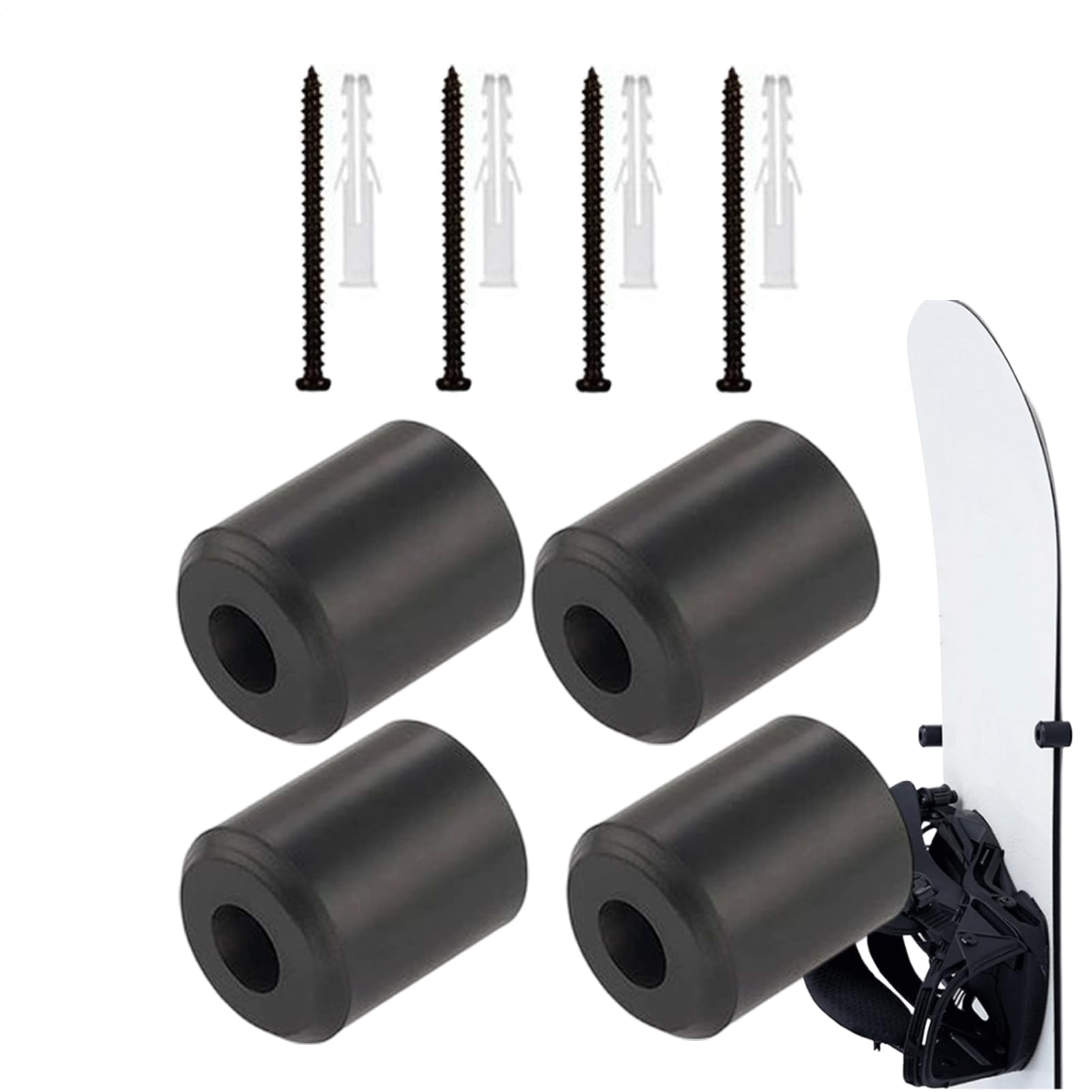 Snowboard Wall Hanger – Ski Board Mount, 4-Piece Rubber Protection, Binding-Safe Design | Indoor Storage For Living Room Bedroom Apartment Dorm Basement Teens Adult Sports Display