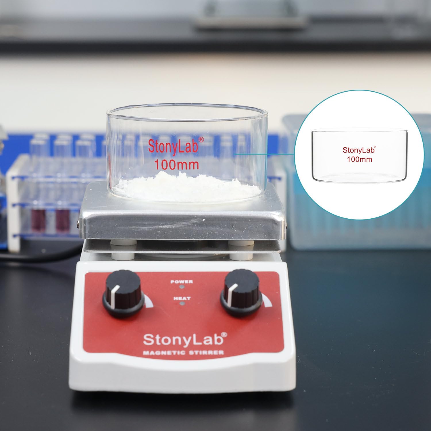 stonylab Piatto per Cristallizzazione, Piatti per Cristallizzazione in Vetro di Borosilicato a Parete Spessa per Cristallizzazione ed Evaporazione di Laboratorio, Fondo Piatto, Senza Becco