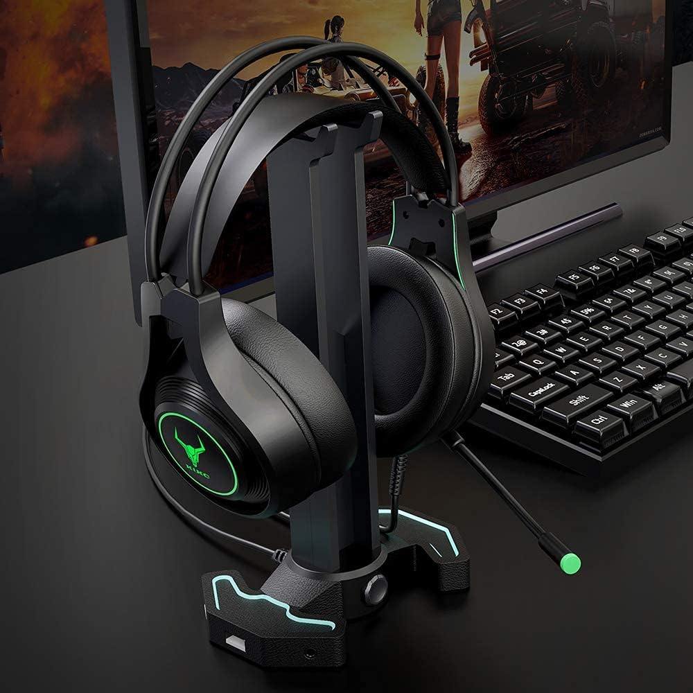 Kikc Headsets for PS4 Stereo Xbox one Headset Wired PC Gaming Headphones with Noise Canceling Mic, Over Ear Gaming Headset for PS4PS5Xbox onePCMACSwitch, Green (Renewed) : Video Games