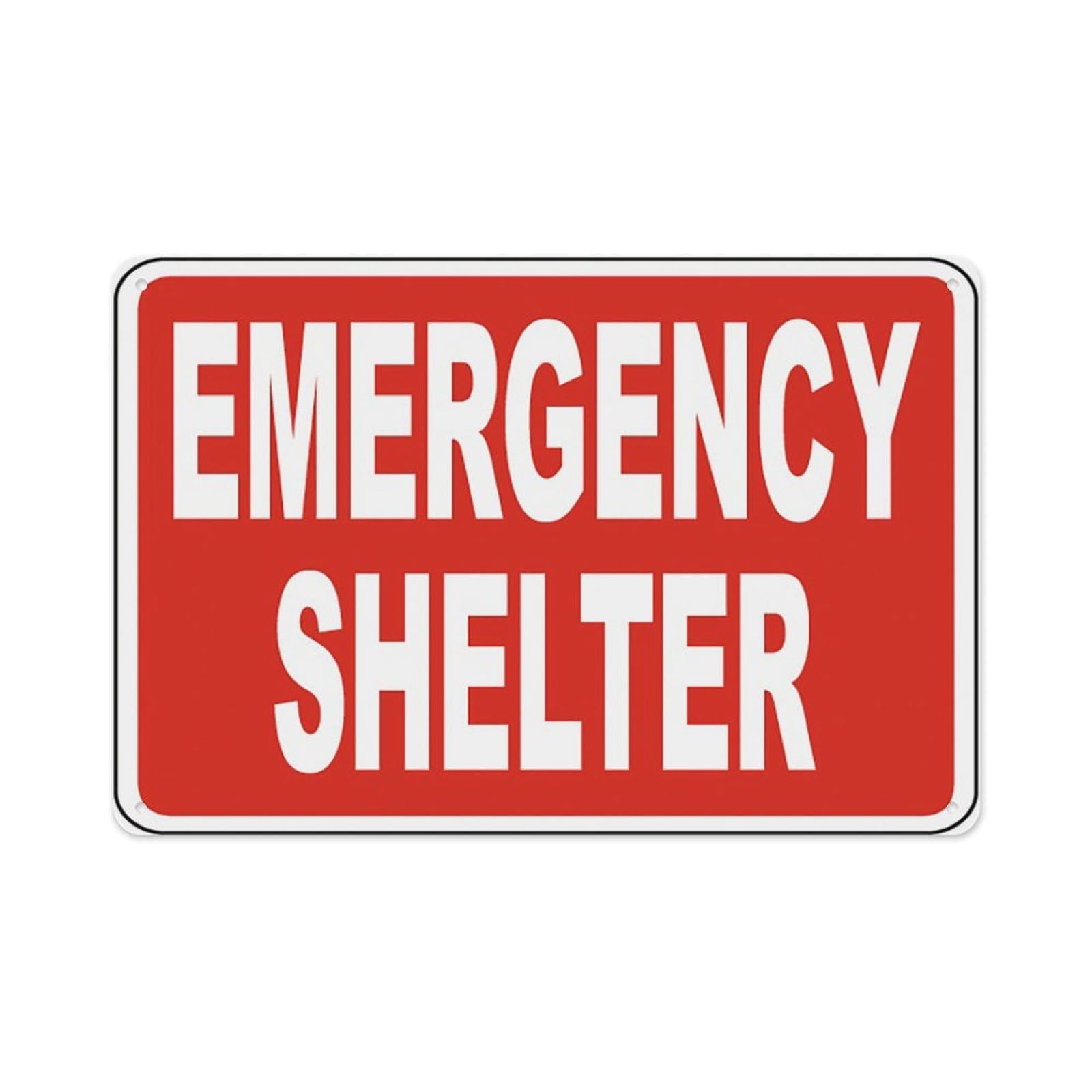 peiyeety Emergency Shelter Sign Aluminum Tin Warning Signs For Home Outdoor Garden 12X16 Inches