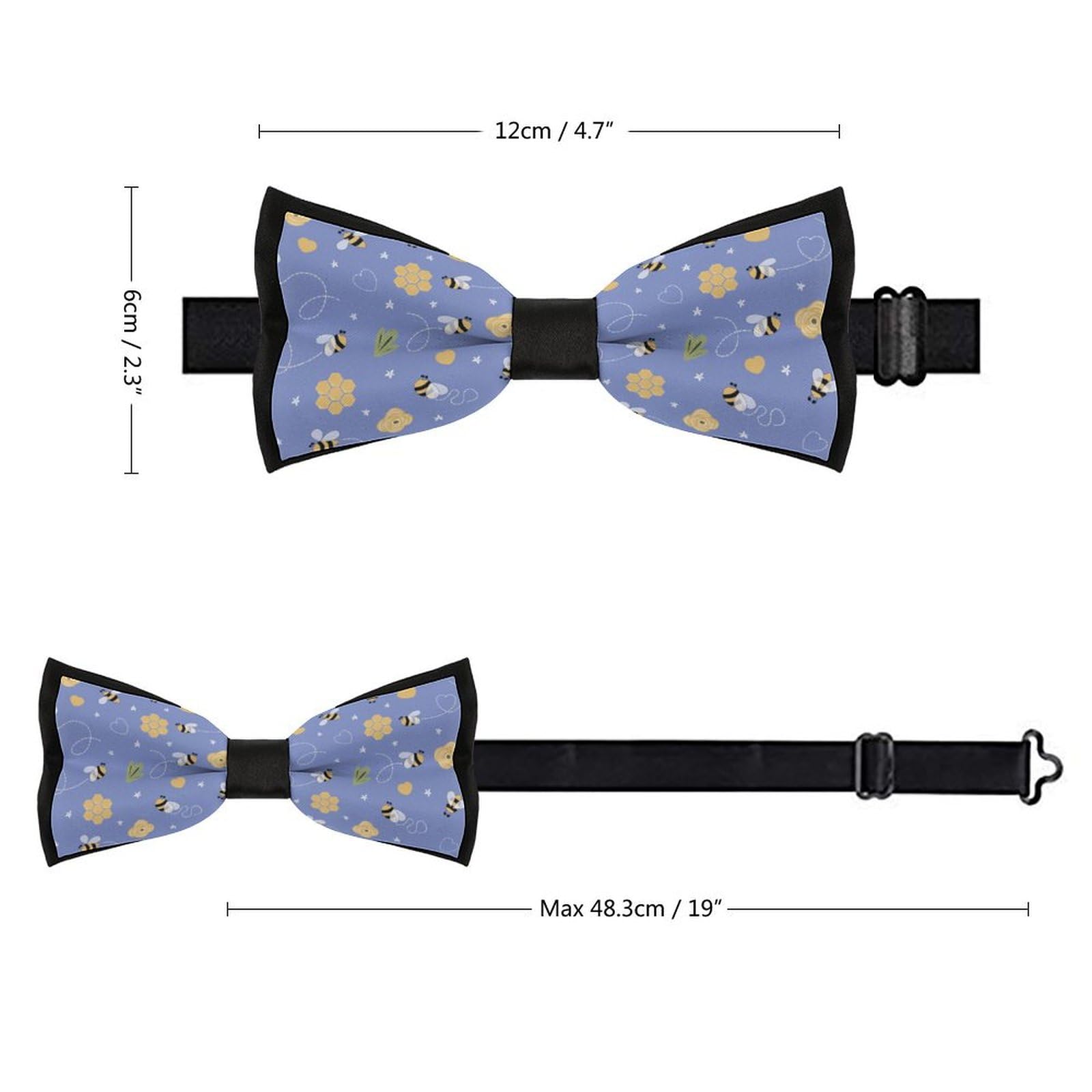 GoasNei Cartoon Bee And Flower Pattern Bow Tie for Men Adjustable Necktie Funny Tie Neck Ties for Weddings Party