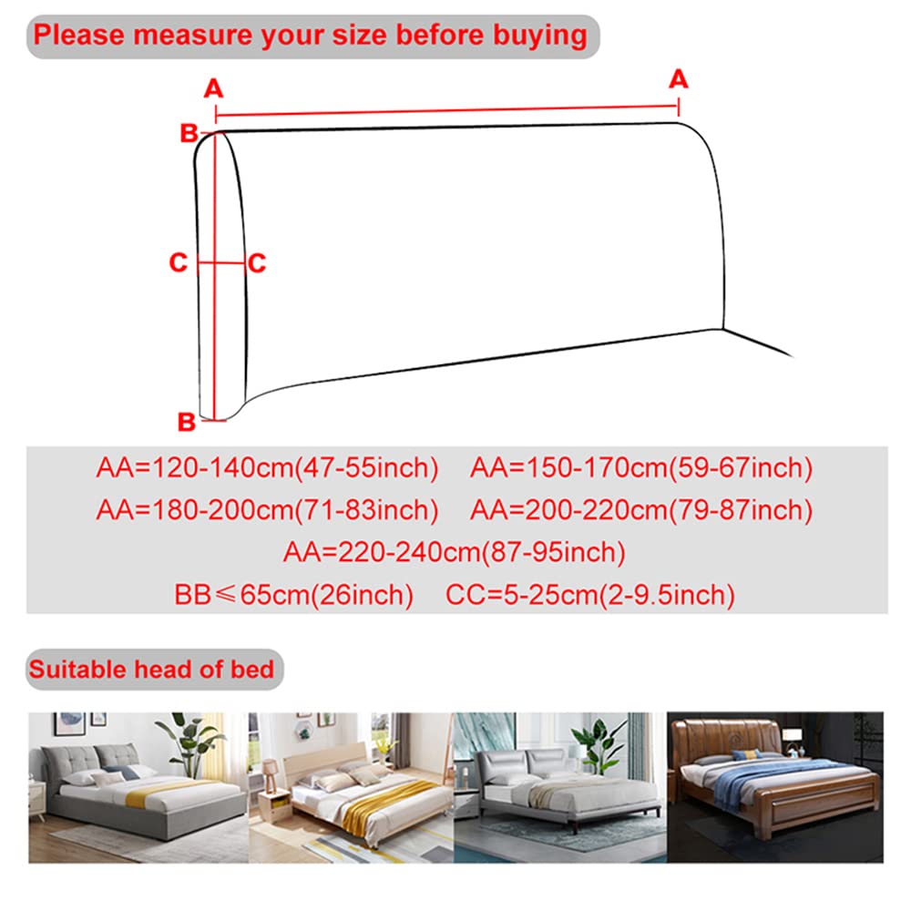 Cabecero Elástico Cama Cabecero Protección Todo Incluido A Prueba de Polvo Cubierta para la Cabeza Dormitorio Desmontable Lavable -14-180 cm (71 pulgadas)