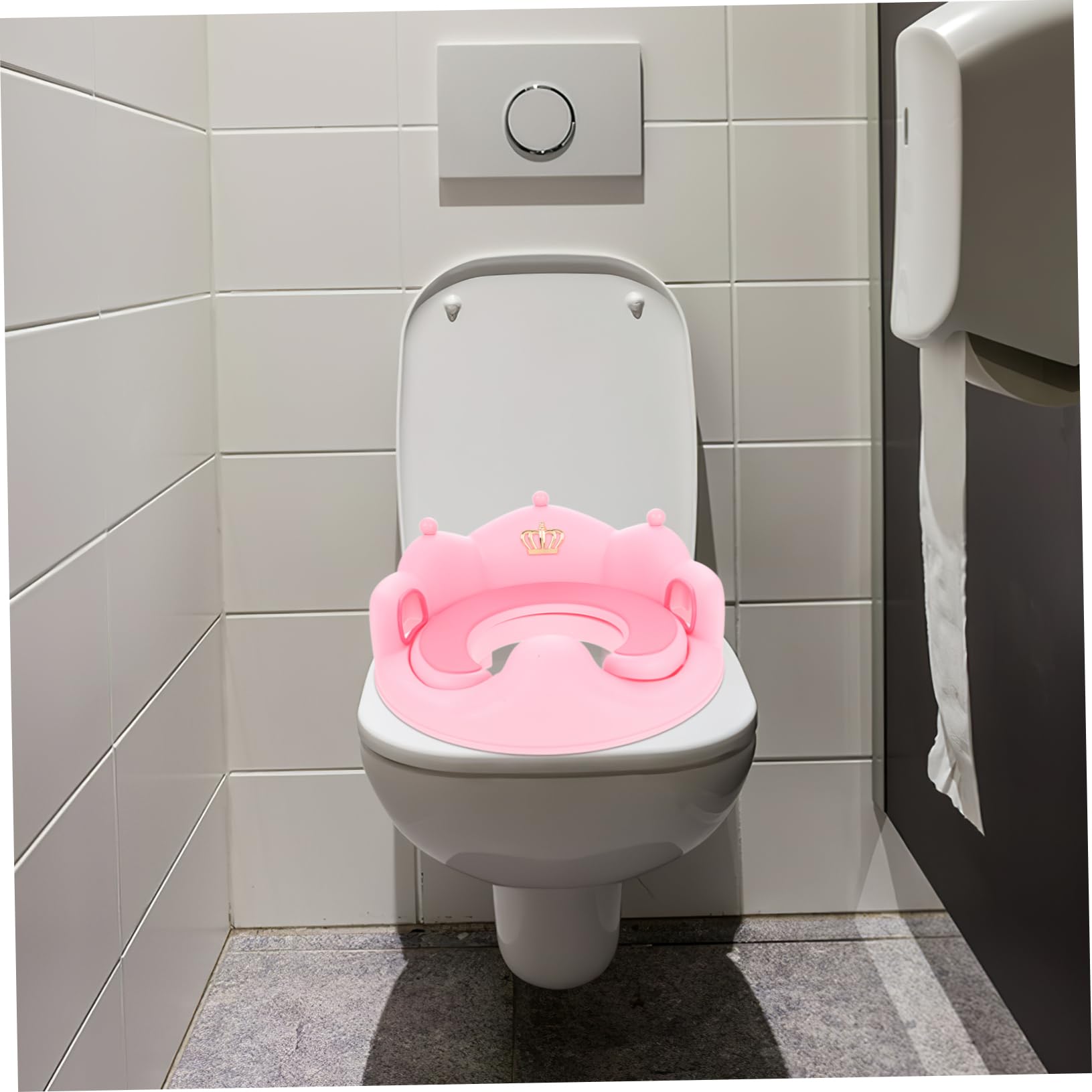 GALPADA Sedile Wc Cuscino Morbido Staccabile per Ragazzo Ragazza con Riduttore Rosa Design Antiscivolo Manico Robusto e Schienale e Facile da Pulire per Addestramento al Vasino