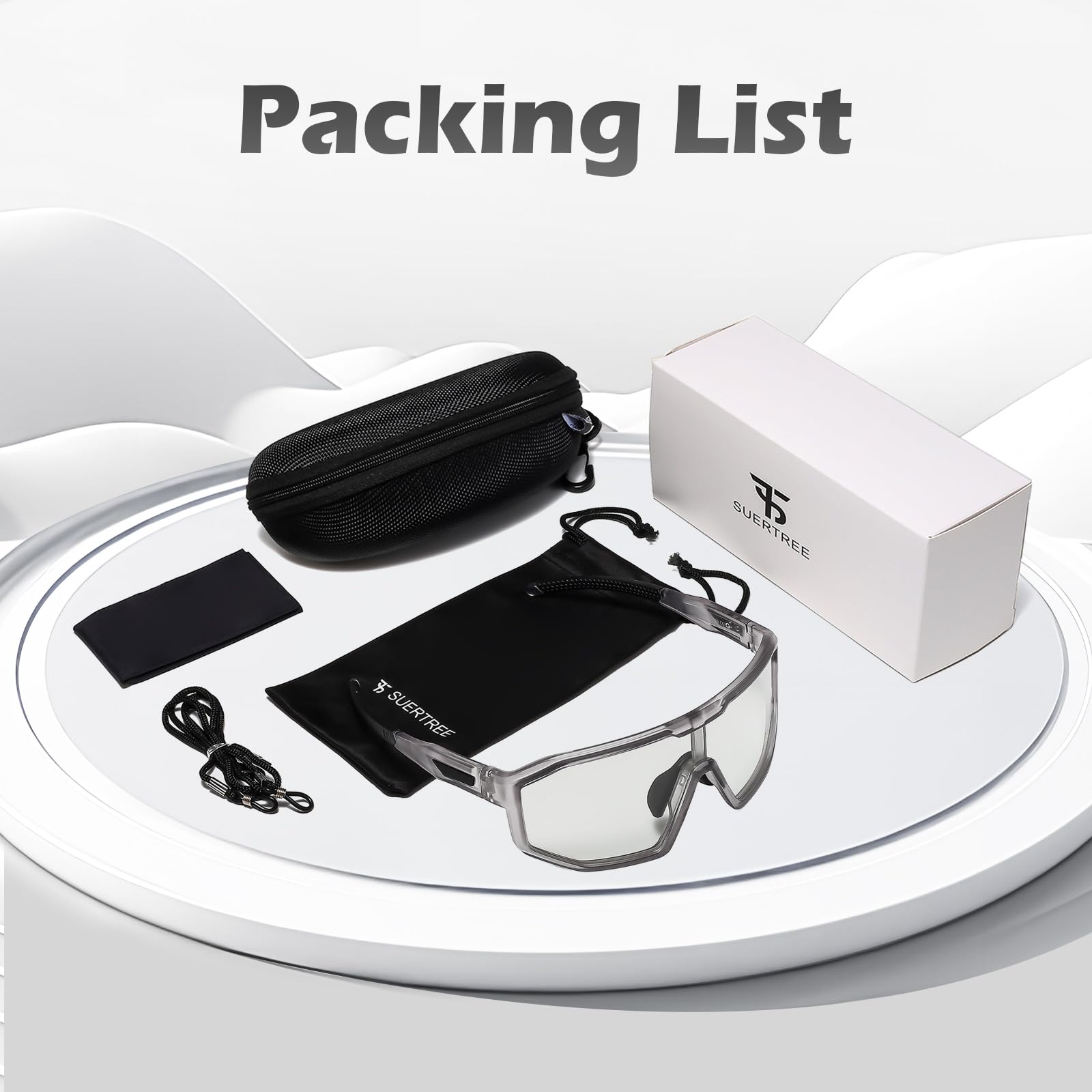 Suertree Photochromic Cycling Glasses Men Women Clear Sports Sunglasses Mountain Bike Riding MTB Bicycle Running Golf