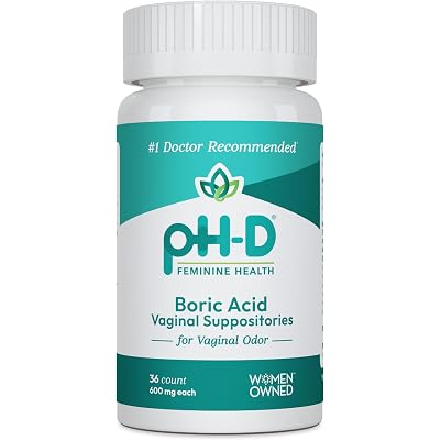 pH-D Feminine Health Support - 600 mg Boric Acid Suppositories - Woman Owned - for Vaginal Odor Use - 36 Count
