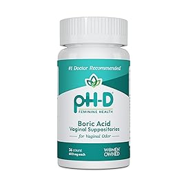 pH-D Feminine Health Support - 600 mg Boric Acid Suppositories - Woman Owned - for Vaginal Odor Use - 36 Count