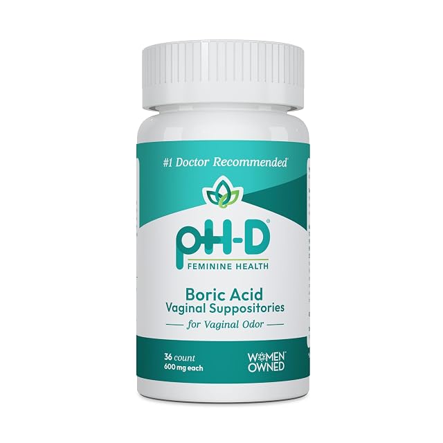 pH-D Feminine Health Support - 600 mg Boric Acid Suppositories - Woman Owned - for Vaginal Odor Use