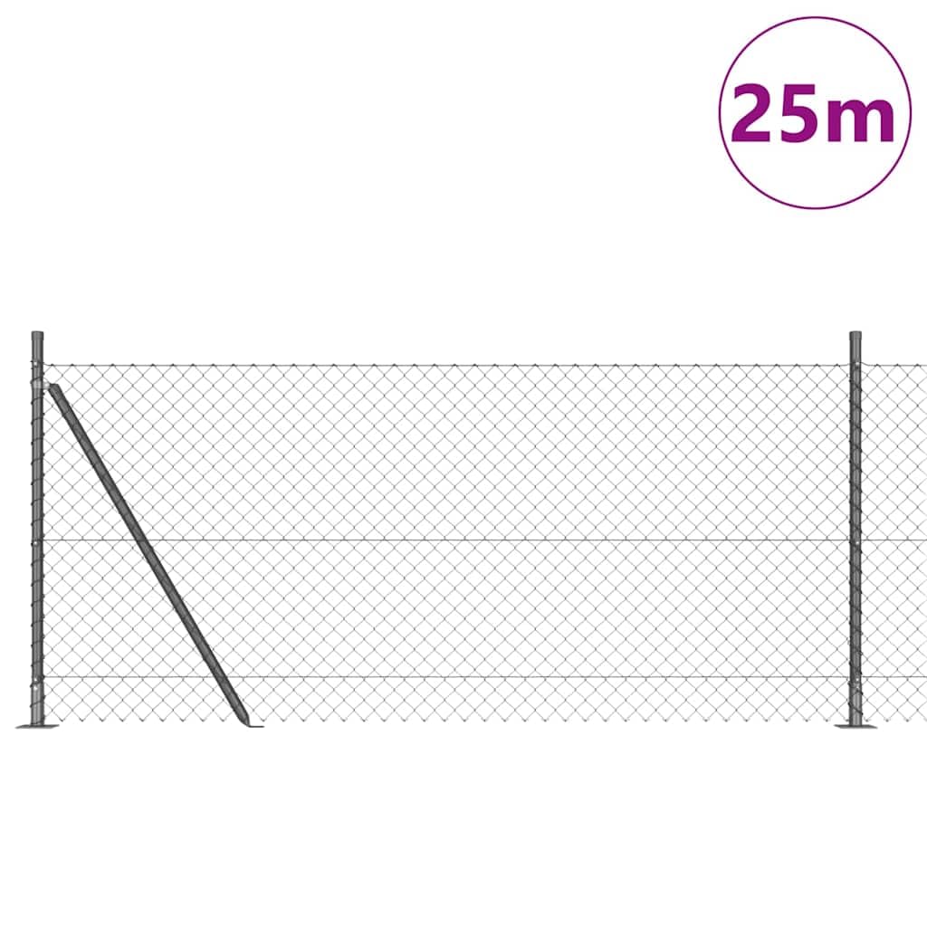 Palo di recinzione grigio in acciaio e PVC, 25 x 1 m, con maglie da 40 x 40 mm, per recinzione da giardino e frangivista, resistente alle intemperie, ai raggi UV, ideale per terrazza