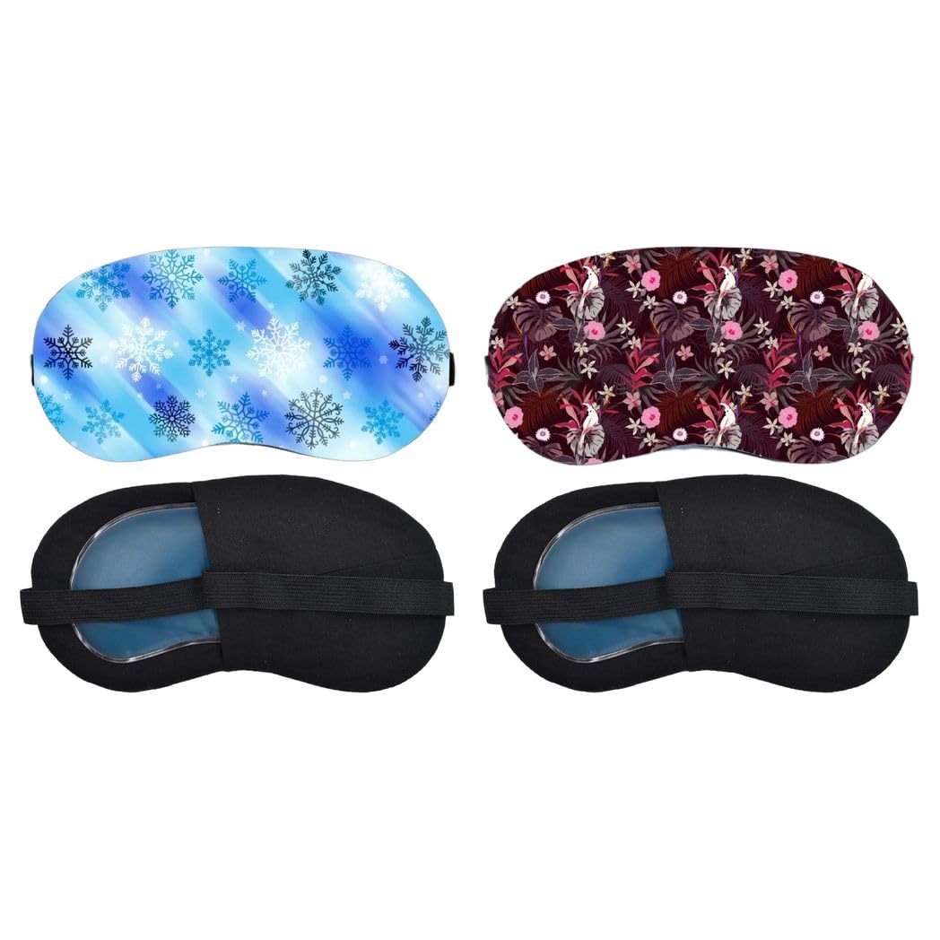 Aoxeria Blue Snowflake, Burgundy Botanical Floral Sleeping Mask Combo, Soft Comfortable Light-Blocking Eye Cover for Women, Men & Kids, Reusable Blindfold for Night Sleep, Nap, Travel (Pack of 2)-image-15