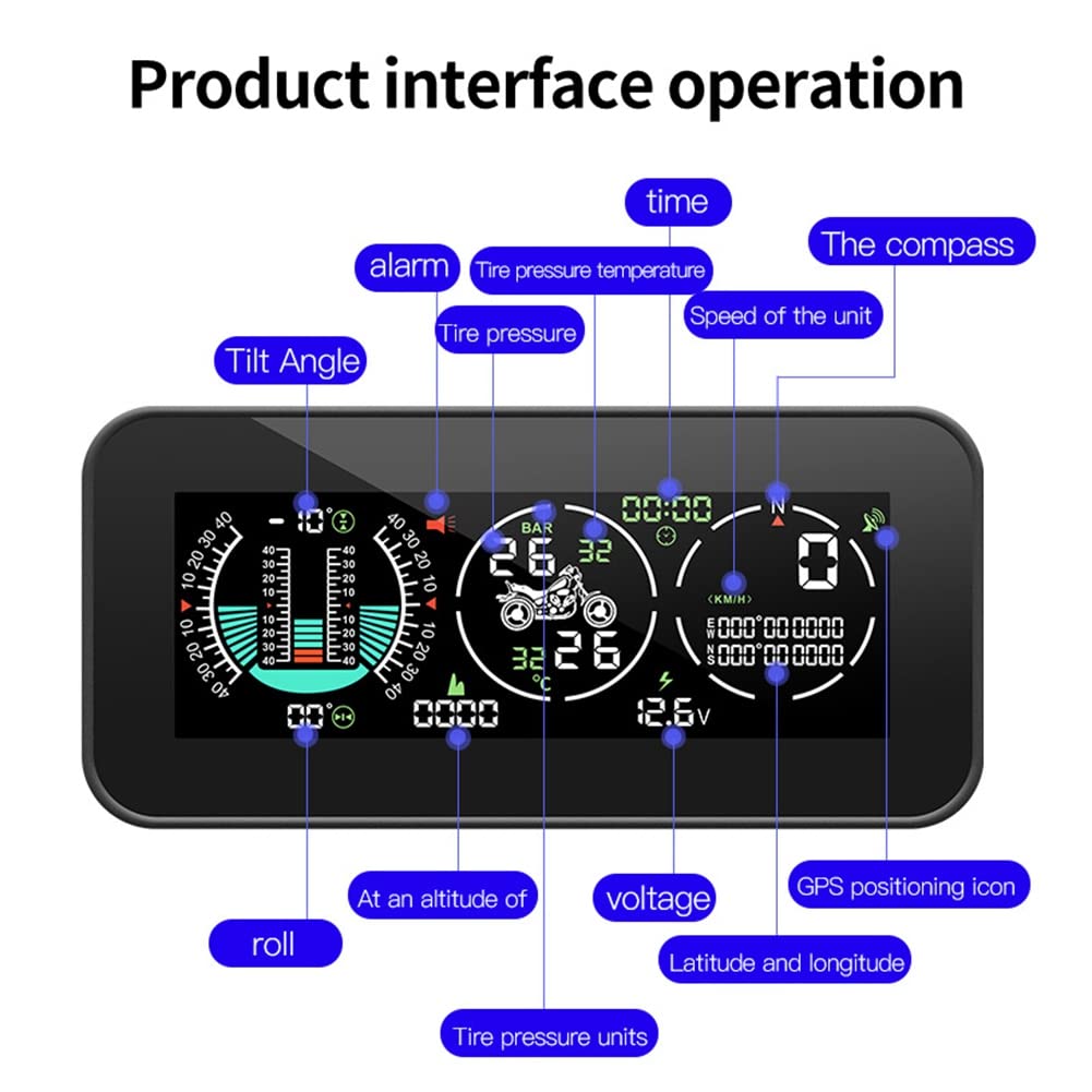 1 Set F3 Moto 3 in 1 Monitor Pressione Pneumatici Tachimetro GPS Tachimetro velocità Veicolo Contagiri Slope Meter TPMS LCD HUD Digitale ABS+PC